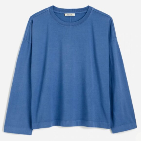 Madewell Easy Crewneck Long-Sleeve Tee NWT in Delphinium Blue XL - Picture 1 of 11